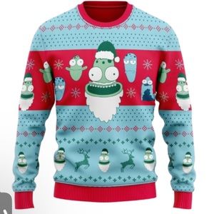 Solar Opposites Hulu Ugly Christmas Sweater Knit The Simpson Print NWT SMALL